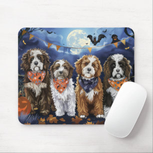 Tapis De Souris Bernedoodle Halloween Éffrayant