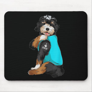 Tapis De Souris Bernedoodle I Love Papa Tattoo Apparel, Chien Papa