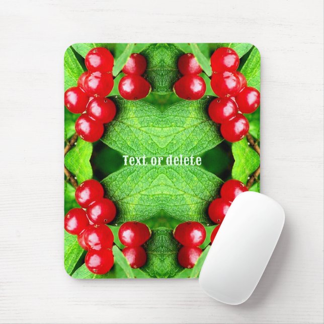 Tapis De Souris Berries Rouges Avec Raindrops Nature Personnalisée (Avec souris)