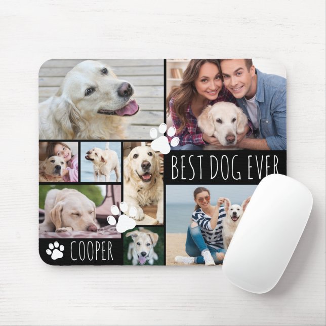 Tapis De Souris BEST DOG EVER 8 Photos Personnalisées (Avec souris)