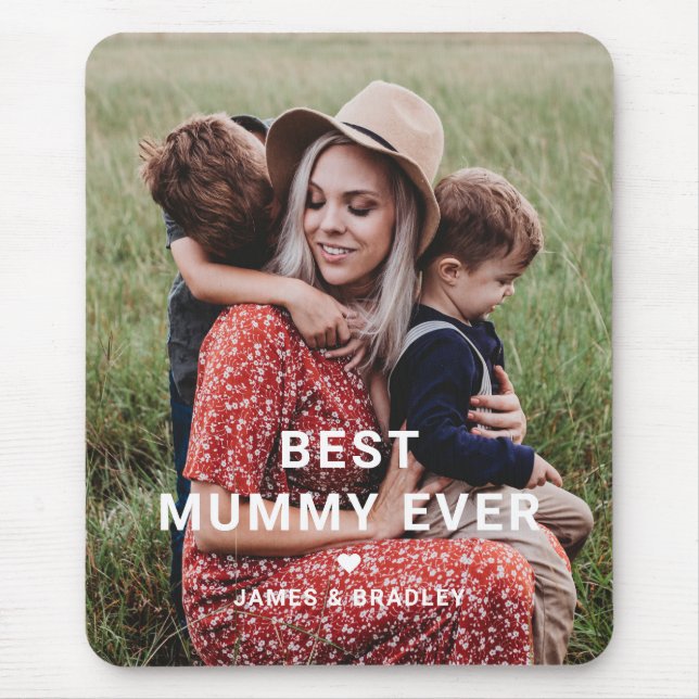 Tapis De Souris BEST MUMMY JAMAIS Coeur Fête des Mères Photo (Devant)