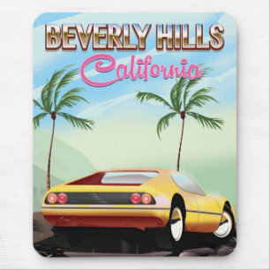 Tapis De Souris Beverly Hills California retro travel poster