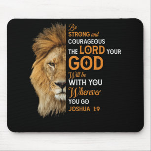 Tapis De Souris Bible chrétienne contre Joshua 1 9 Lion Faith