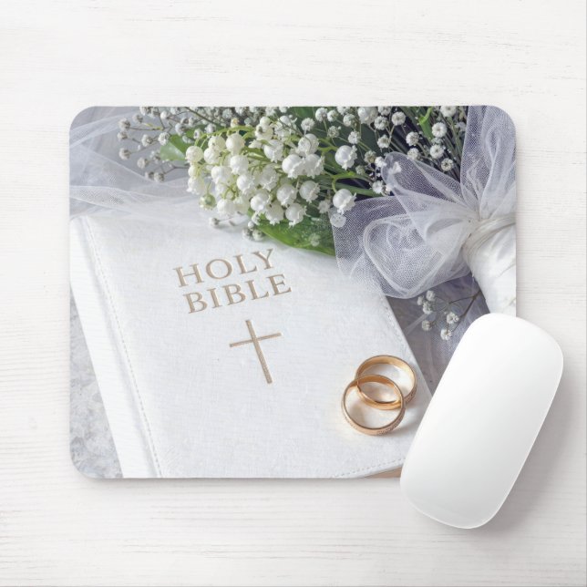 Tapis De Souris Bible de mariage avec bouquet de muguet (Avec souris)