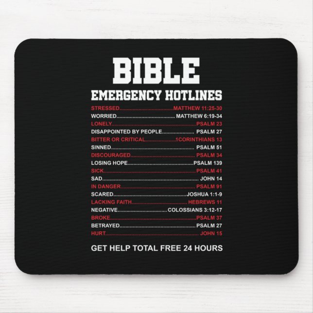 Tapis De Souris Bible Hotlines Bible Verse Christian Jesus Don (Devant)