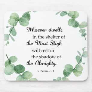 Tapis De Souris Bible verse Psalm 91 Eucalyptus Wreath Christian