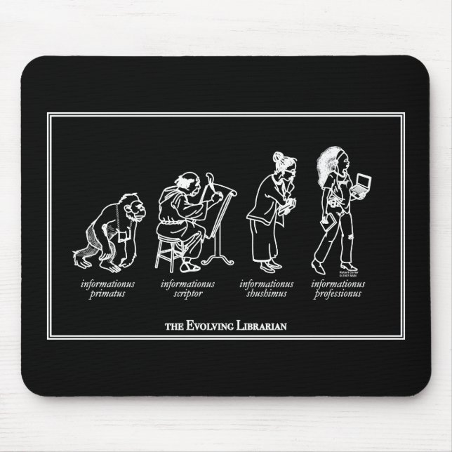Tapis De Souris Bibliothécaire en évolution Mousepad - noir (Devant)
