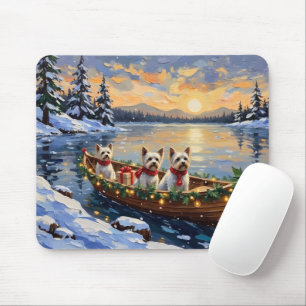 Tapis De Souris Bichon Frise Noël Bateau Fêtes