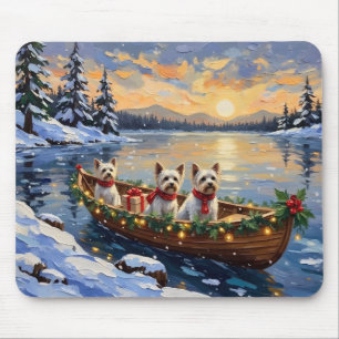 Tapis De Souris Bichon Frise Noël Bateau Fêtes
