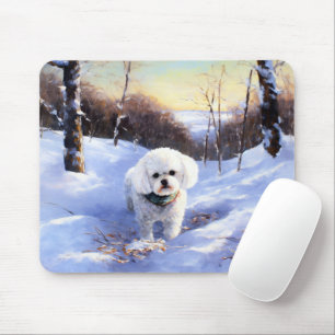 Tapis De Souris Bichon Frisé Noël Qu'il neige