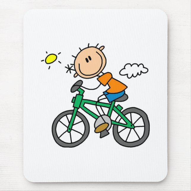 Tapis De Souris Bicyclette d'équitation de garçon de bâton (Devant)