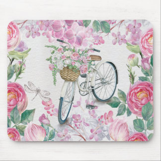 Tapis De Souris Bicyclette et fleurs élégantes