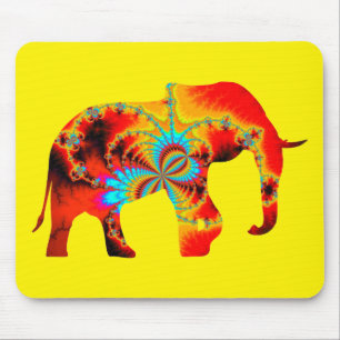 Tapis De Souris Bien-être animal - Silhouette éléphante Fractale 1