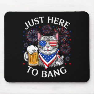 Tapis De Souris Bière Drôle 4 juillet Amoureux des chats Juste Ici