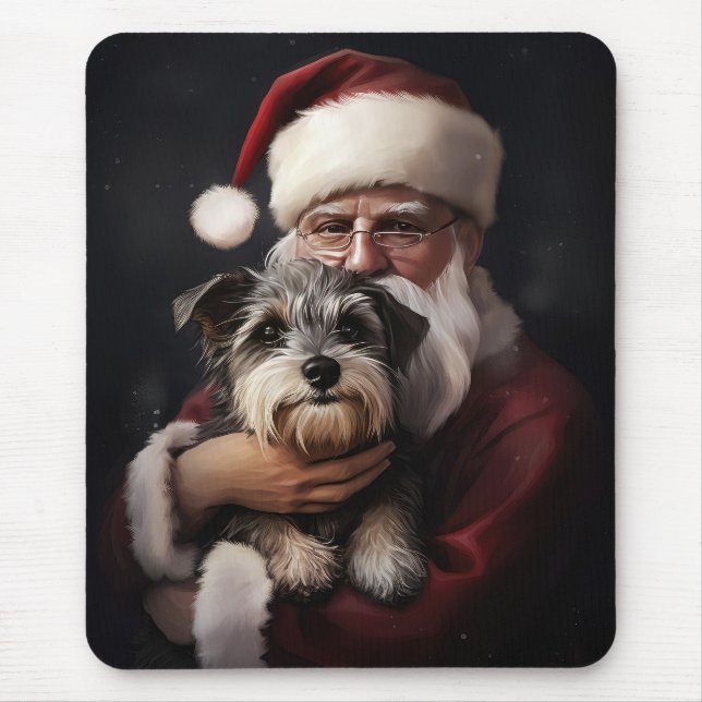 Tapis De Souris Biewer Terrier Avec Noël Festif Du Père Noël (Devant)