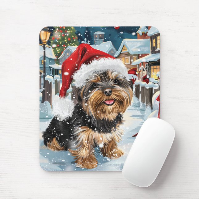 Tapis De Souris Biewer Terrier Chien Winter Wonderland Noël Joie (Avec souris)