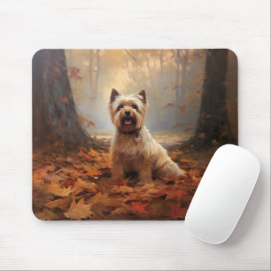 Tapis De Souris Biewer Terrier en automne feuilles tombées inspire