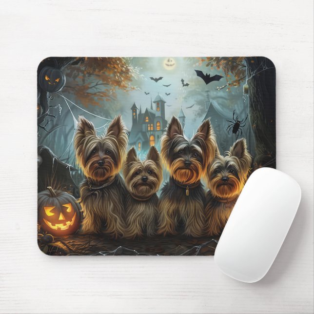 Tapis De Souris Biewer Terrier Halloween Night Doggy Délice (Avec souris)