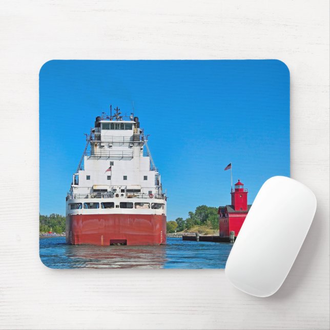 Tapis De Souris Big Red Lighthouse et un cargo (Avec souris)