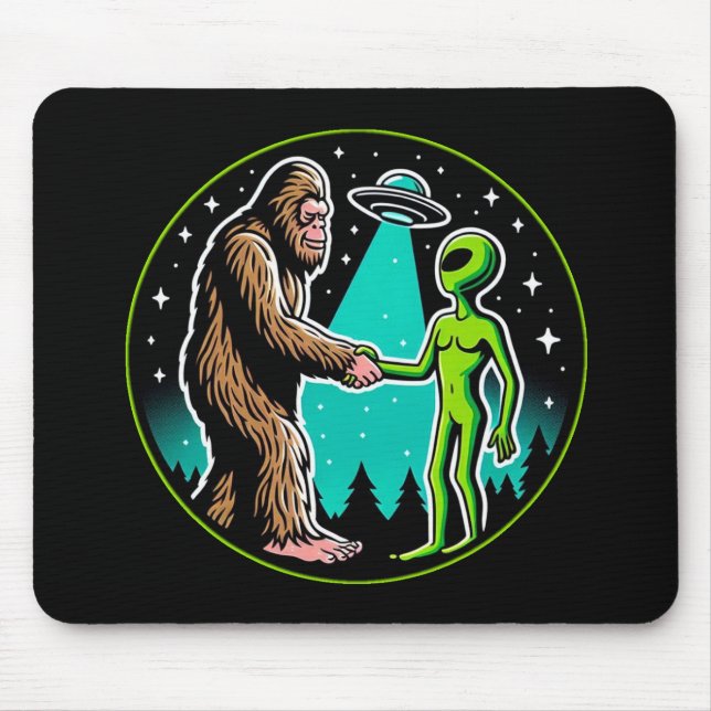 Tapis De Souris Bigfoot Alien Alliance - Funny Scifi Cryptid (Devant)