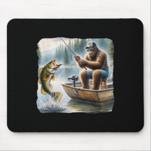 Tapis De Souris Bigfoot Fishing Funny Sasquatch Été B Pêcheur