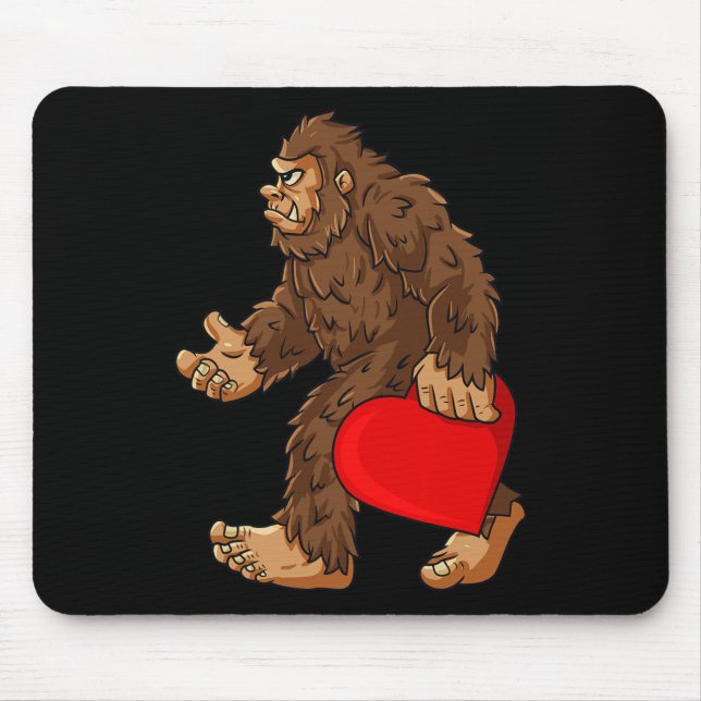 Tapis De Souris Bigfoot Heart Valentine's Day Boys Girls Kids Sasq (Devant)