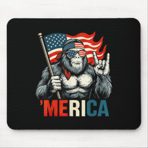 Tapis De Souris Bigfoot Merica Rock Drapeau Américain Patriotique