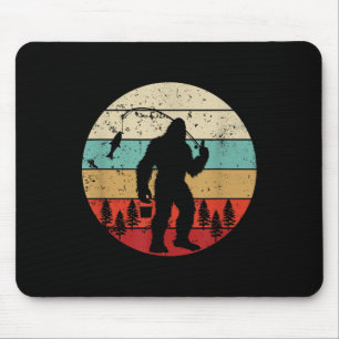 Tapis De Souris Bigfoot Pêche Drôle de Pêcheur Rétro Sasquatch Pap