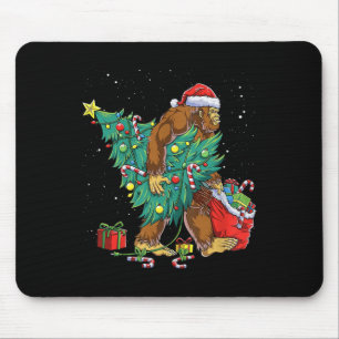 Tapis De Souris Bigfoot Père Noël Feux d'arbre de Noël Funky Noël 