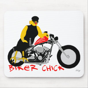 Tapis De Souris BIKER CHICK assise sur sa moto