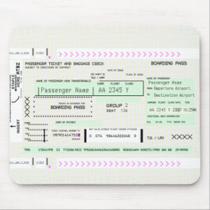 Tapis De Souris Billet d'avion personnalisé pour Pass d'embarquem