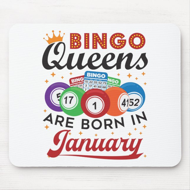 Tapis De Souris Bingo Queens Are Born in Janvier Anniversaire (Devant)