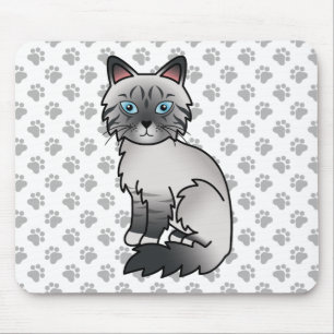 Tapis De Souris Birman / Ragdoll tigré au point bleu Chat & Pattes