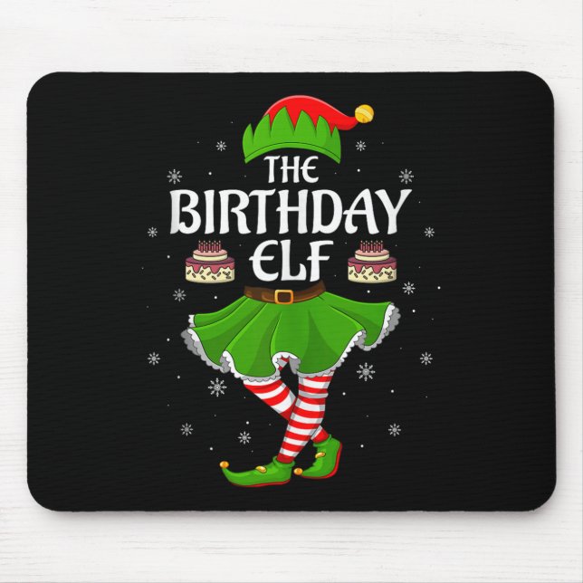 Tapis De Souris Birthday Elf Christmas Family Girls Women Elf Squa (Devant)