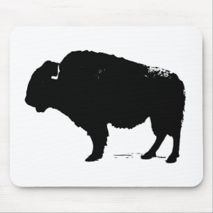 Tapis De Souris Bison de Buffalo Art noir et blanc