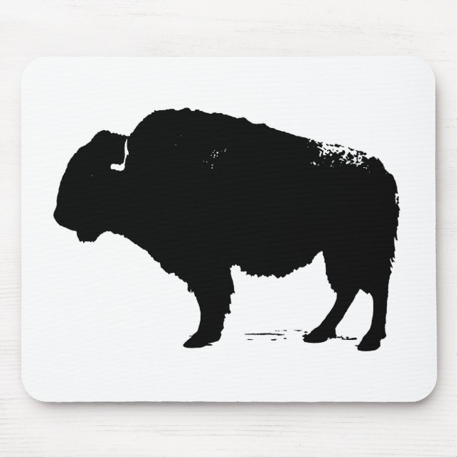 Tapis De Souris Bison de Buffalo Art noir et blanc (Devant)