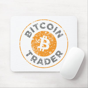 Tapis De Souris Bitcoin Trader Grunge Text Circle Outl. Gris blanc