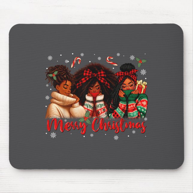 Tapis De Souris Black African Girl American Melanin Christmas Sant (Devant)