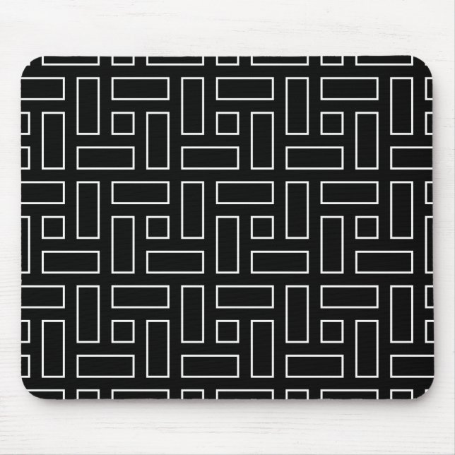 Tapis De Souris Black and White Linear Block Pattern - Black (Devant)