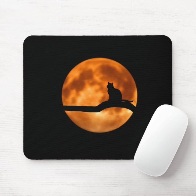 Tapis De Souris Black Cat Orange Moon (Avec souris)