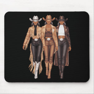 Tapis De Souris Black Cowgirl Western Tee Rodeo Pays Femmes Juin