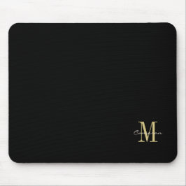 Tapis De Souris Black Gold Initial et nom cadeau personnalisé