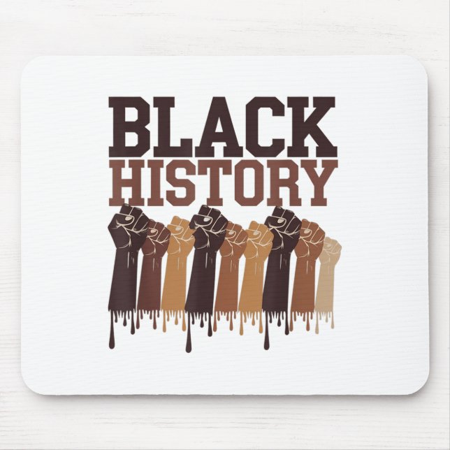 Tapis De Souris Black History Month Hands Symbol Afro Motivation  (Devant)