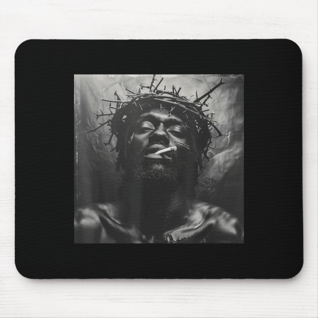 Tapis De Souris Black Jesus Smokes, Christianity, Church, Christ,  (Devant)