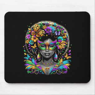 Tapis De Souris Black Queen Afro perles africaines Masque Mardi Gr