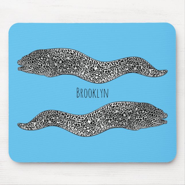 Tapis De Souris Black spotted moray eel cartoon (Devant)