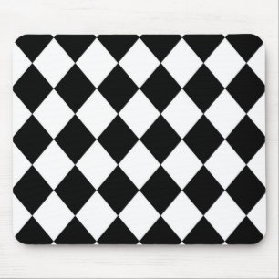 Tapis De Souris Black & White Diamond Checkered Pattern