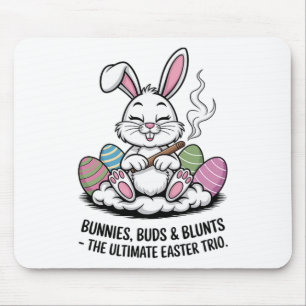 Tapis De Souris Blague de Pâques Lapins Humoristiques Bourgeons Br