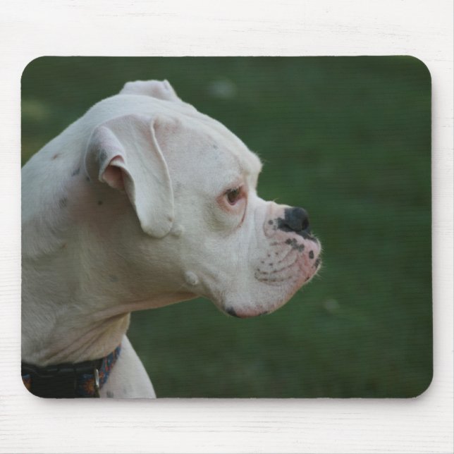 Tapis de souris blanc de photo de chien de boxeur (Devant)
