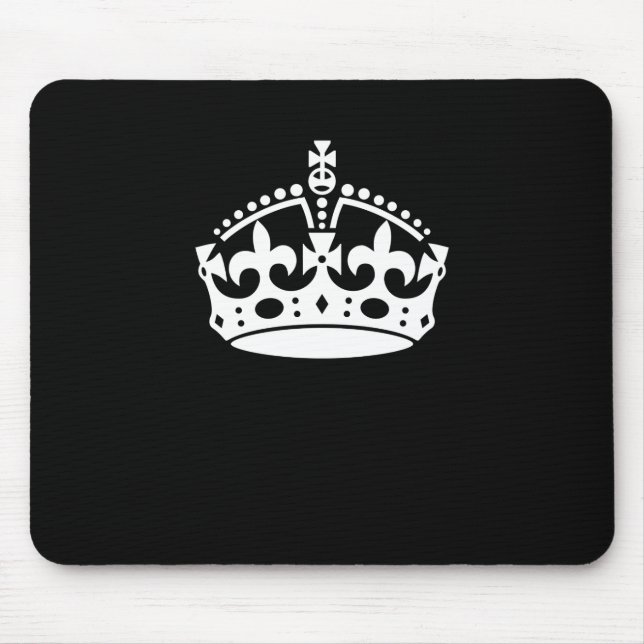 Tapis De Souris Blanc Garder la couronne calme sur le noir (Devant)